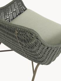 Tuin loungefauteuil Abeli, Zitvlak: touw, geverfd, Frame: verzinkt metaal en gelakt, Bekleding: stof, Geweven stof lichtbeige, olijfgroen, B 68 x H 67 cm