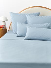 Drap plat en percale de coton Elsie, Bleu ciel, larg. 240 x long. 280 cm