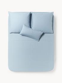 Drap plat en percale de coton Elsie, Bleu ciel, larg. 240 x long. 280 cm