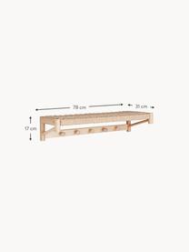 Perchero de pared de madera de chopo Abano, Madera de álamo, cordón de papel, Madera de álamo, An 78 x Al 17 cm