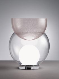 Lámpara de mesa artesanal con jarrón Giova, Estructura: metal cromado, Cable: plástico, Transparente, plateado, Ø 32 x Al 37 cm