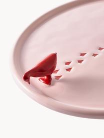 Piatto da portata in ceramica fatto a mano Walking Duck, Ceramica, Rosa chiaro, rosso, Ø 30 cm