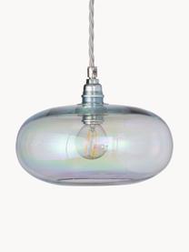 Kleine Pendelleuchte Horizon, mundgeblasen, Lampenschirm: Glas, mundgeblasen, Irisierend, Silberfarben, Ø 21 x H 14 cm