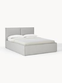 Cama tapizada Dream, con espacio de almacenamiento, Tapizado: poliéster (texturizado) A, Estructura: madera de pino maciza y m, Tejido gris claro, An 160 x L 200 cm