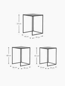 Mesas auxiliares de metal Dwayne, 3 uds., Tablero: metal recubierto, Estructura: metal con pintura en polv, Negro, Set de diferentes tamaños