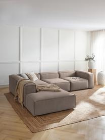 Modulares XL-Ecksofa Lennon, Bezug: 100 % Polyester Der strap, Gestell: Massives Kiefernhol, Sper, Webstoff Taupe, B 329 x T 269 cm, Eckteil links