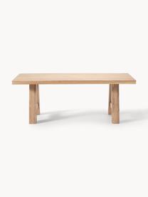 Mesa de comedor de madera de roble Ashton, tamaños diferentes, Madera maciza de roble ligeramente barnizada. 
100% madera procedente de silvicultura sostenible 

Este producto está hecho de madera de origen sostenible y con certificación FSC®., Madera de roble clara barnizada, An 220 x F 100 cm