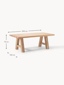 Table en bois de chêne Ashton, tailles variées, Chêne massif, légèrement huilé 
100% bois FSC issu d'une sylviculture durable, Bois de chêne clair huilé, larg. 220 x prof. 100 cm