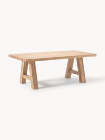 Mesa de comedor de madera de roble Ashton, tamaños diferentes, Madera maciza de roble ligeramente barnizada. 
100% madera procedente de silvicultura sostenible 

Este producto está hecho de madera de origen sostenible y con certificación FSC®., Madera de roble clara barnizada, An 220 x F 100 cm