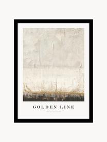 Ingelijste digitale print Golden Line, Lijst: eikenhout, Wit, zwart, beigetinten, B 30 x H 40 cm