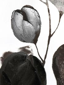 Bemalter Leinwanddruck Flor, Rahmen: Holz, beschichtet, Bild: Ölfarbe, Weiss, Schwarz, B 100 x H 140 cm