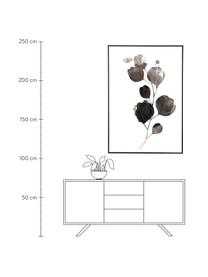 Handbeschilderd canvas print Flor, Lijst: hout, gecoat, Wit, zwart, B 100 x H 140 cm