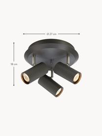 Lampa sufitowa z metalu Costilla, Metal powlekany, Ciemny szary, Ø 27 x W 18 cm