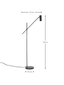 Leeslamp Cassandra, Lampenkap: gepoedercoat metaal, Lampvoet: gepoedercoat metaal, Mat zwart, H 152 cm