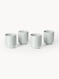 Tazas de porcelana Nessa, 4 uds., Porcelana dura de alta calidad, esmaltada, Gris claro brillante, Ø 8 x Al 10 cm, 200 ml