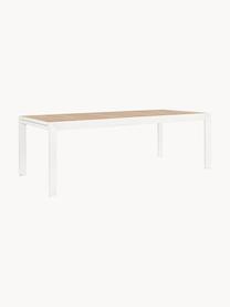 Table de jardin extensible Belmar, 220 - 340 x 100 cm, Aluminium, revêtement par poudre, Blanc, aspect bois, larg. 220 - 340 x prof. 100 cm