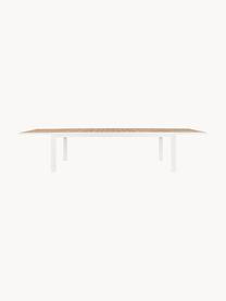 Table de jardin extensible Belmar, 220 - 340 x 100 cm, Aluminium, revêtement par poudre, Blanc, aspect bois, larg. 220 - 340 x prof. 100 cm