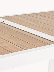 Uitschuifbare tuintafel Belmar, 220 - 340 x 100 cm, Gepoedercoat aluminium, Wit, houtlook, B 220/340 x D 100 cm