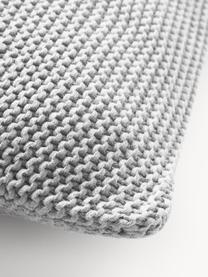 Housse de coussin en tricot de coton bio Adalyn, 100 % coton bio, certifié GOTS, Gris, larg. 40 x long. 40 cm