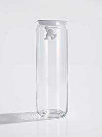 Úložná dóza Gianni, V 31 cm, Sklo, termoplastická živica, Priehľadná, biela, Ø 11 x V 31 cm