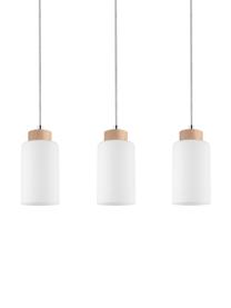 Lámpara de techo de vidrio y madera Bosco, estilo escandinavo, Pantalla: vidrio, Anclaje: madera de roble aceitado, Cable: plástico, Blanco, beige, An 52 x Al 110 cm