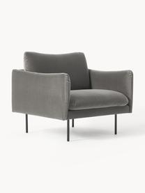 Sillón de terciopelo Moby, Tapizado: terciopelo (poliéster de , Estructura: madera de pino maciza con, Patas: metal con pintura en polv, Terciopelo gris pardo, An 90 x F 90 cm