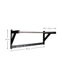 Perchero de pared de metal y madera Padova, Madera de álamo, acero, Negro, acero, An 78x Al 34 cm