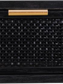Konsola z drewna Cayetana, Korpus: płyta pilśniowa średniej , Nogi: drewno bambusowe, lakiero, Drewno naturalne lakierowane na czarno, odcienie złotego, S 88 x W 78 cm