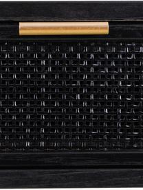 Consolle rotonda in legno Cayetana, Piedini: legno di bambù verniciato, Maniglie: metallo verniciato, Legno laccato nero, dorato, Larg. 88 x Alt. 78 cm