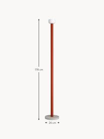 Lampada da terra grande a LED con luce regolabile Bellhop, Paralume: vetro, Struttura: alluminio rivestito, Base della lampada: cemento, Rosso, Alt. 178 cm