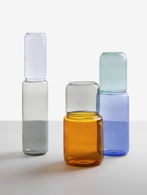 Handgefertigte Vase Revolve, H 25 cm, Borosilikatglas, Orange, Hellgrau, transparent, Ø 13 x H 25 cm