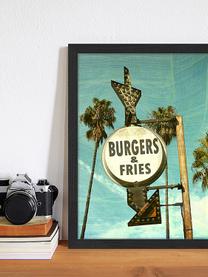 Stampa digitale incorniciata Burgers And Fries, Immagine: stampa digitale su carta,, Cornice: legno verniciato, Multicolore, Larg. 33 x Alt. 43 cm