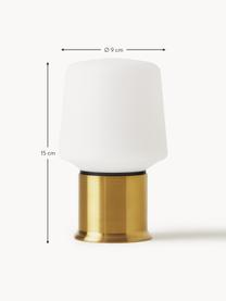 Lámpara de mesa para exterior LED regulable London, portátil, Plástico, Blanco, dorado, Ø 9 x Al 15 cm