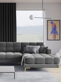 Canapé d'angle 5 places en velours Mamaia, Velours gris clair, larg. 293 x prof. 185 cm, méridienne à droite