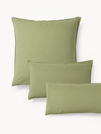 Funda de almohada de percal lavado Debbie, Verde oliva, An 45 x L 110 cm