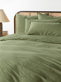 Funda de almohada de percal lavado Debbie, Verde oliva, An 45 x L 110 cm