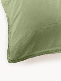 Funda de almohada de percal lavado Debbie, Verde oliva, An 45 x L 110 cm