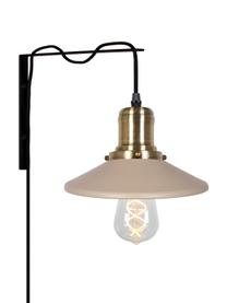 Aplique Disc, con enchufe, Pantalla: metal recubierto, Cable: tela, Beige, negro, dorado, An 22 x F 40 cm