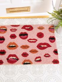 Felpudo Lips, Parte superior: fibras de coco, Parte trasera: PVC, Tonos rojos, An 45 x L 75 cm
