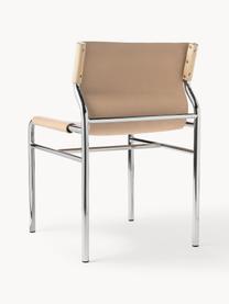 Silla de cuero Haku, Tapizado: cuero, Patas: metal brillante, Beige claro, An 50 x Al 53 cm