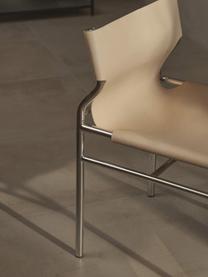 Lederstuhl Haku, Bezug: Leder, Beine: Metall, glänzend, Hellbeige, B 50 x T 53 cm