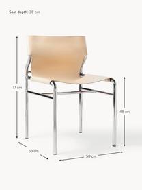 Silla de cuero Haku, Tapizado: cuero, Patas: metal brillante, Beige claro, An 50 x Al 53 cm