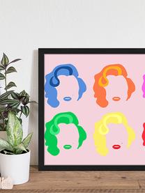 Ingelijste digitale print Marilyn Pop Art, Afbeelding: digitale print op papier,, Lijst: gelakt hout, Multicolour, B 53 cm x H 43 cm