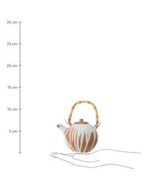 Handgemachte Steingut Teekanne Camellia mit Bambusgriff, 800 ml, Kanne: Steingut, Griff: Bambus, Sieb: Edelstahl, Weiß, Terracotta, 800 ml