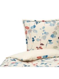 Housse de couette réversible Feuillages Boréal, Écru, vieux rose, tons bleus