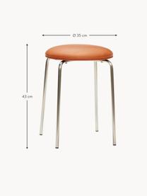 Tabouret en cuir synthétique Stack, Cuir synthétique terracotta, argenté, Ø 35 x haut. 43 cm