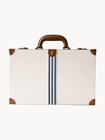 Set de backgammon Travel, Funda: 100% cuero vegano, Blanco Off White, marrón oscuro, An 24 x L 40 cm