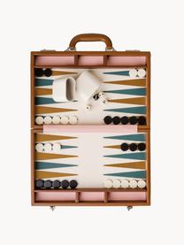 Backgammon-Set Travel, Bezug: 100 % veganes Leder, Off White, Dunkelbraun, B 24 x L 40 cm