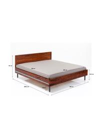 Houten bed Ravello, Frame: massief sheesham hout, ge, Poten: gepoedercoat staal, Bruin, 160 x 200 cm