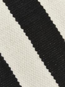 Handgeweven Kelim vloerkleed Donna met strepen, Bovenzijde: 80% wol, 20% nylon, Onderzijde: 100% katoen Bij wollen vl, Zwart, crèmewit, B 160 x L 230 cm (maat M)
